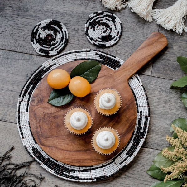 Black | White Maasai Beaded Coasters