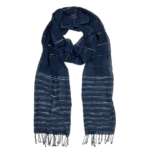 Navy Blue Ethiopian Silk Blend Scarf