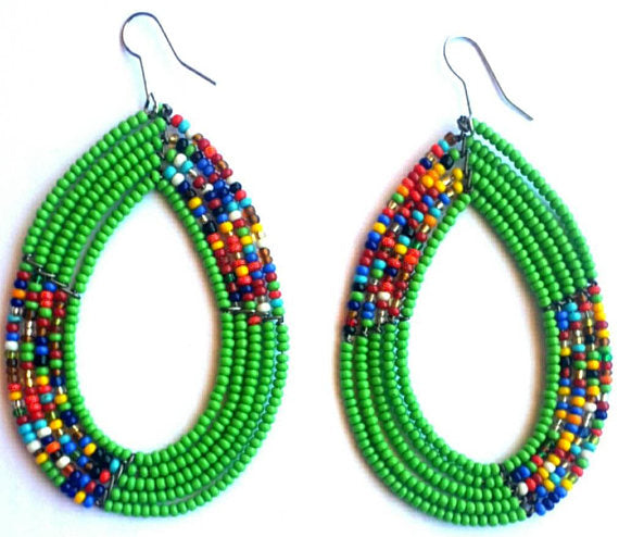 Maasai Teardrop Earring Green