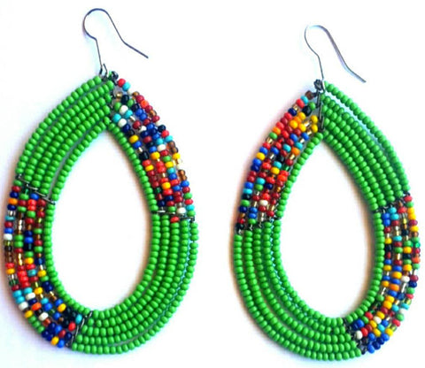 Maasai Teardrop Earring Green