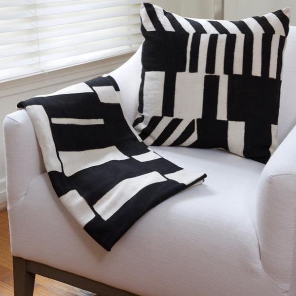 Modern Black & White Mud Cloth Throw