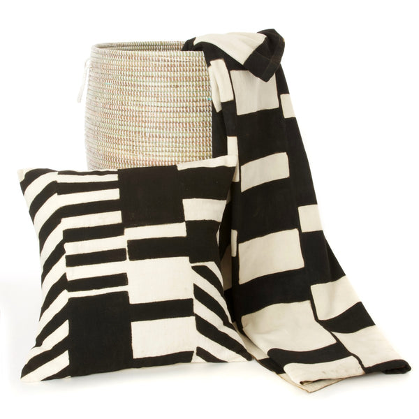 Modern Black & White Mud Cloth Throw