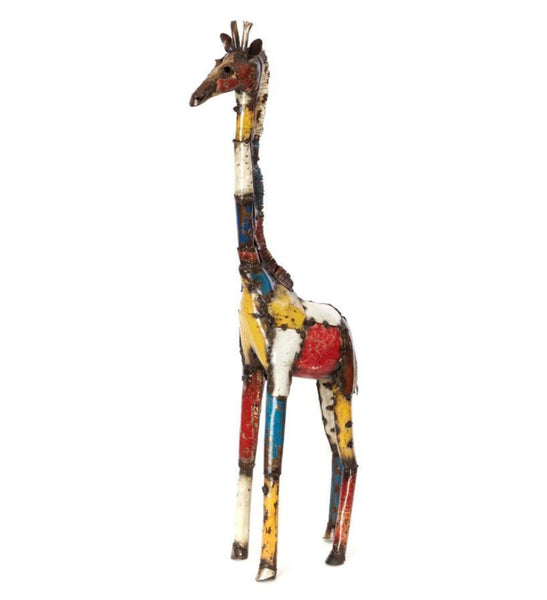 Colorful Recycled Oil Drum Giraffe Sculpture
