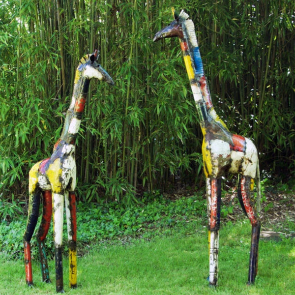 Colorful Recycled Oil Drum Giraffe Sculpture