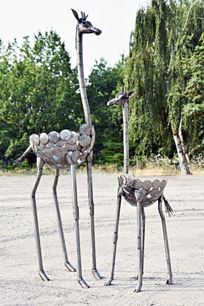 Recycled Metal Giraffe Planter